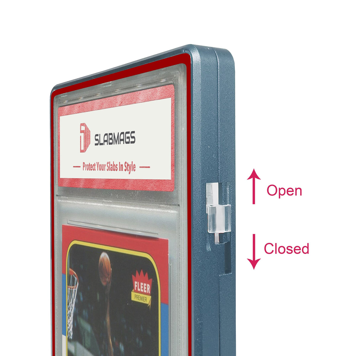 Color Glass Series Standard PSA Slabmags Case - Matte Blue With Red Glass Border