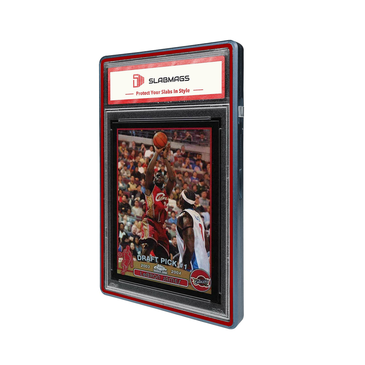 Color Glass Series Standard PSA Slabmags Case - Matte Blue With Red Glass Border