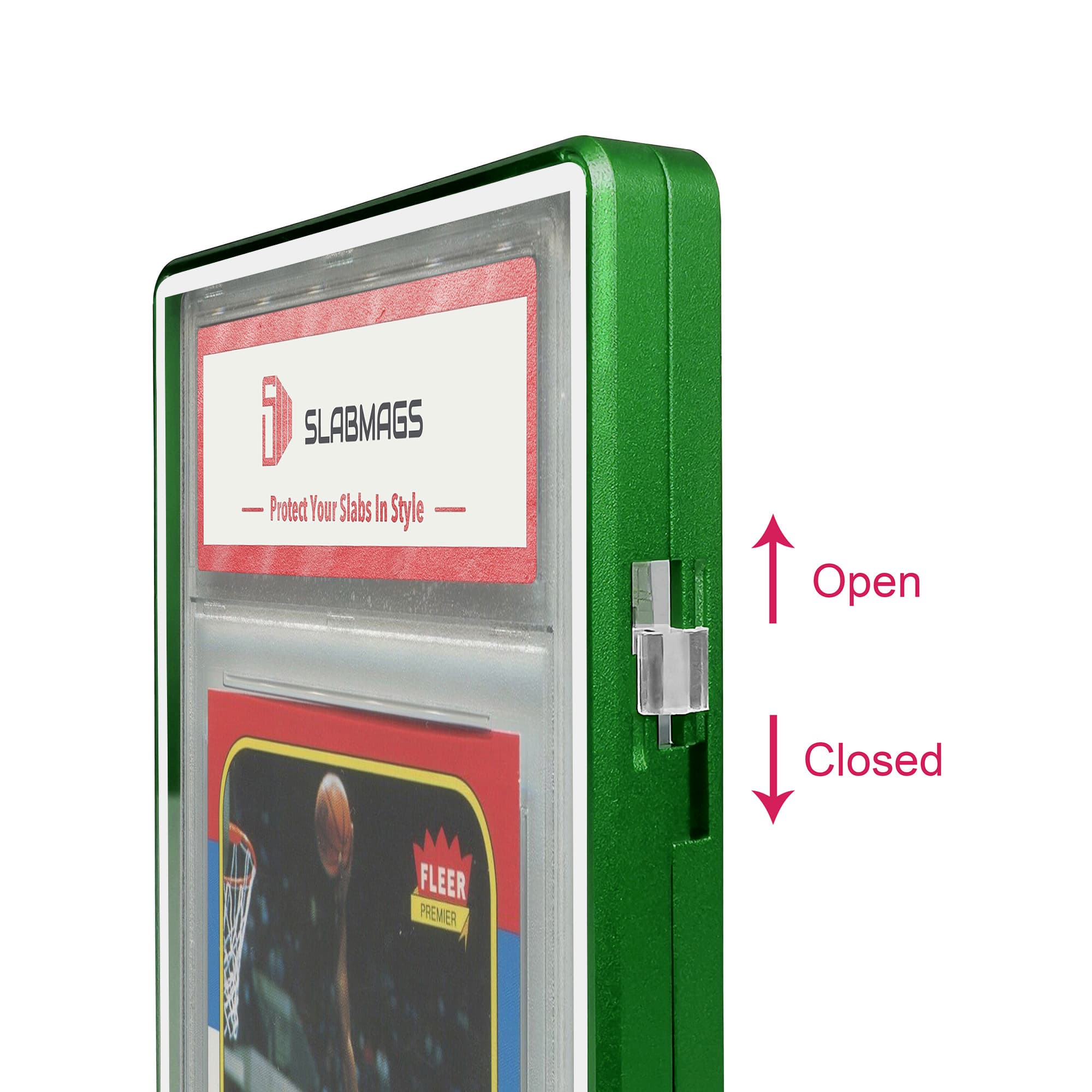 Color Glass Series Standard PSA Slabmags Case - Matte Green With White Glass Border