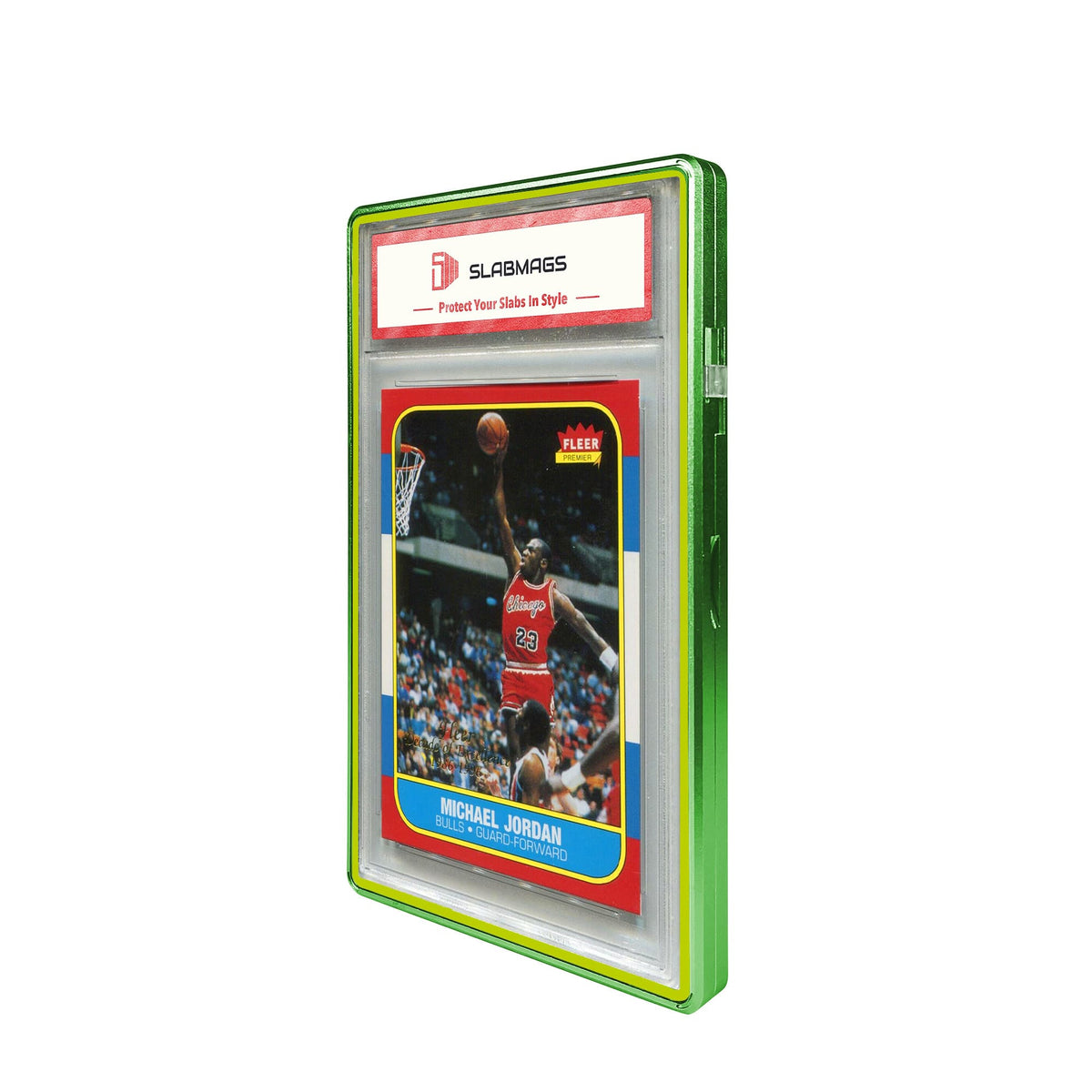 Color Glass Series Standard PSA Slabmags Case - Matte Green With Yellow Glass Border