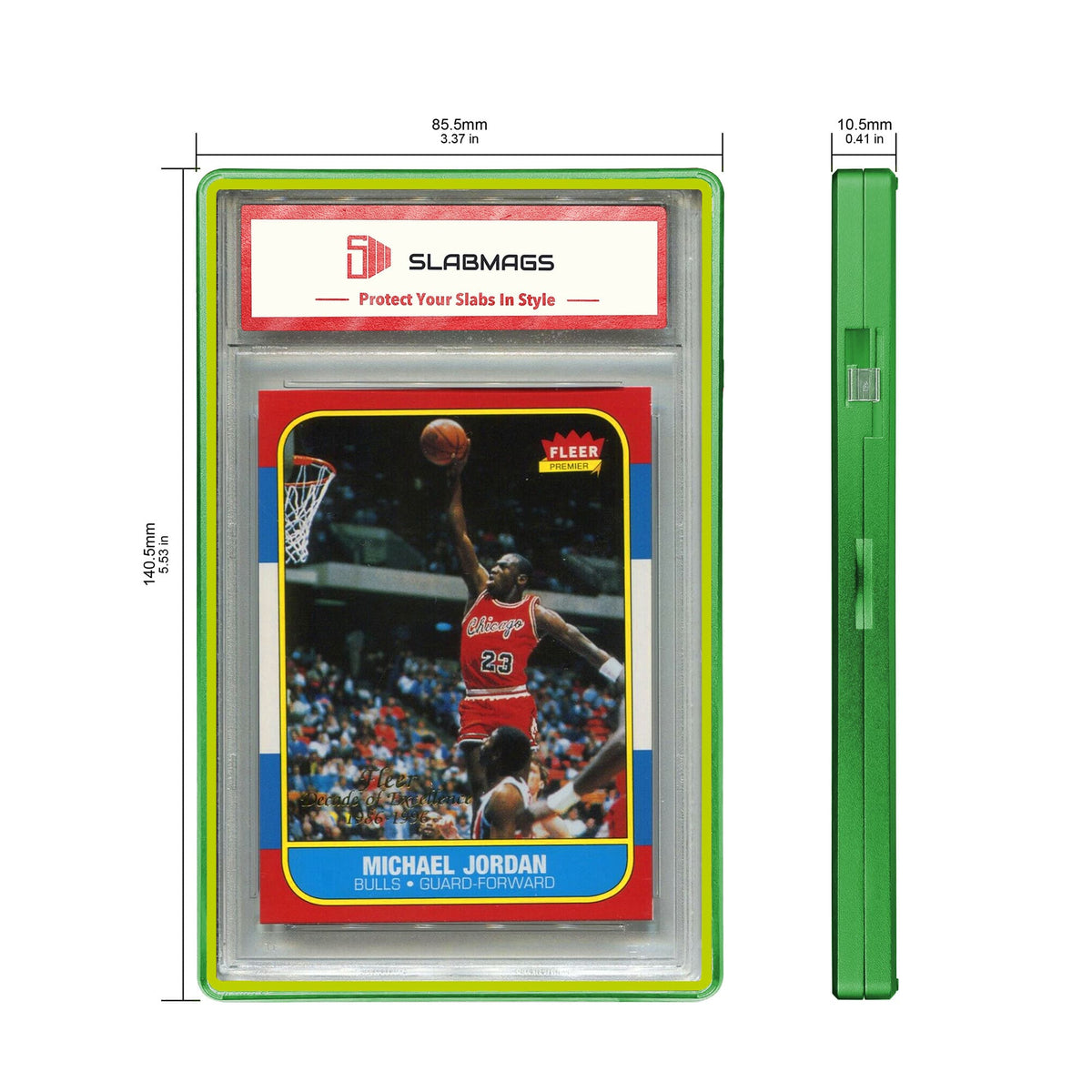 Color Glass Series Standard PSA Slabmags Case - Matte Green With Yellow Glass Border