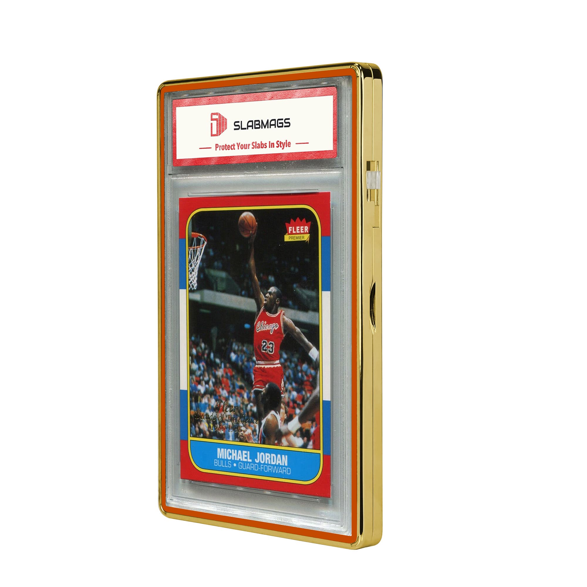 Color Glass Series Standard PSA Slabmags Case - Metallic Gold With Orange Glass Border