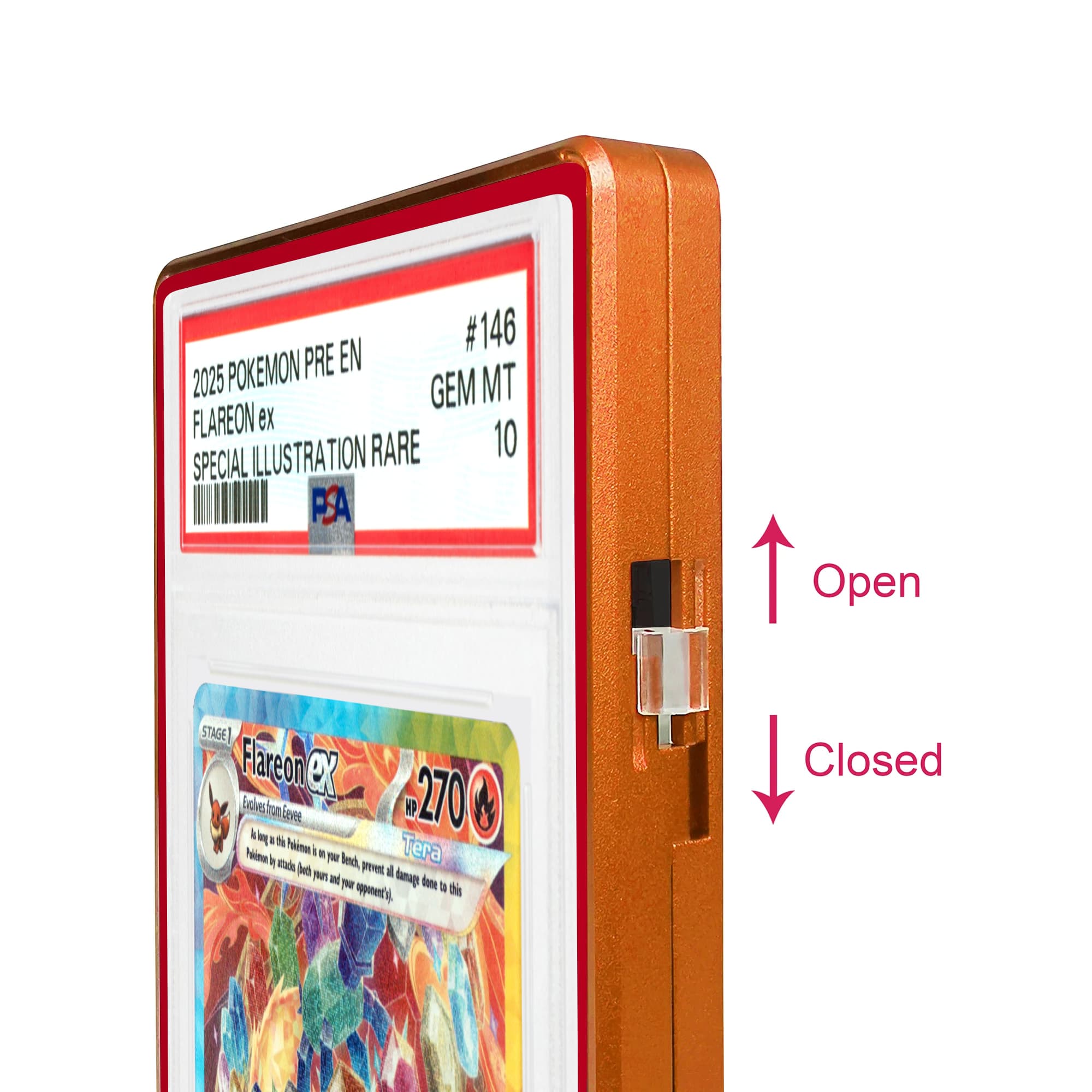 Color Glass Series Standard PSA Slabmags Case - Matte Orange With Red Glass Border