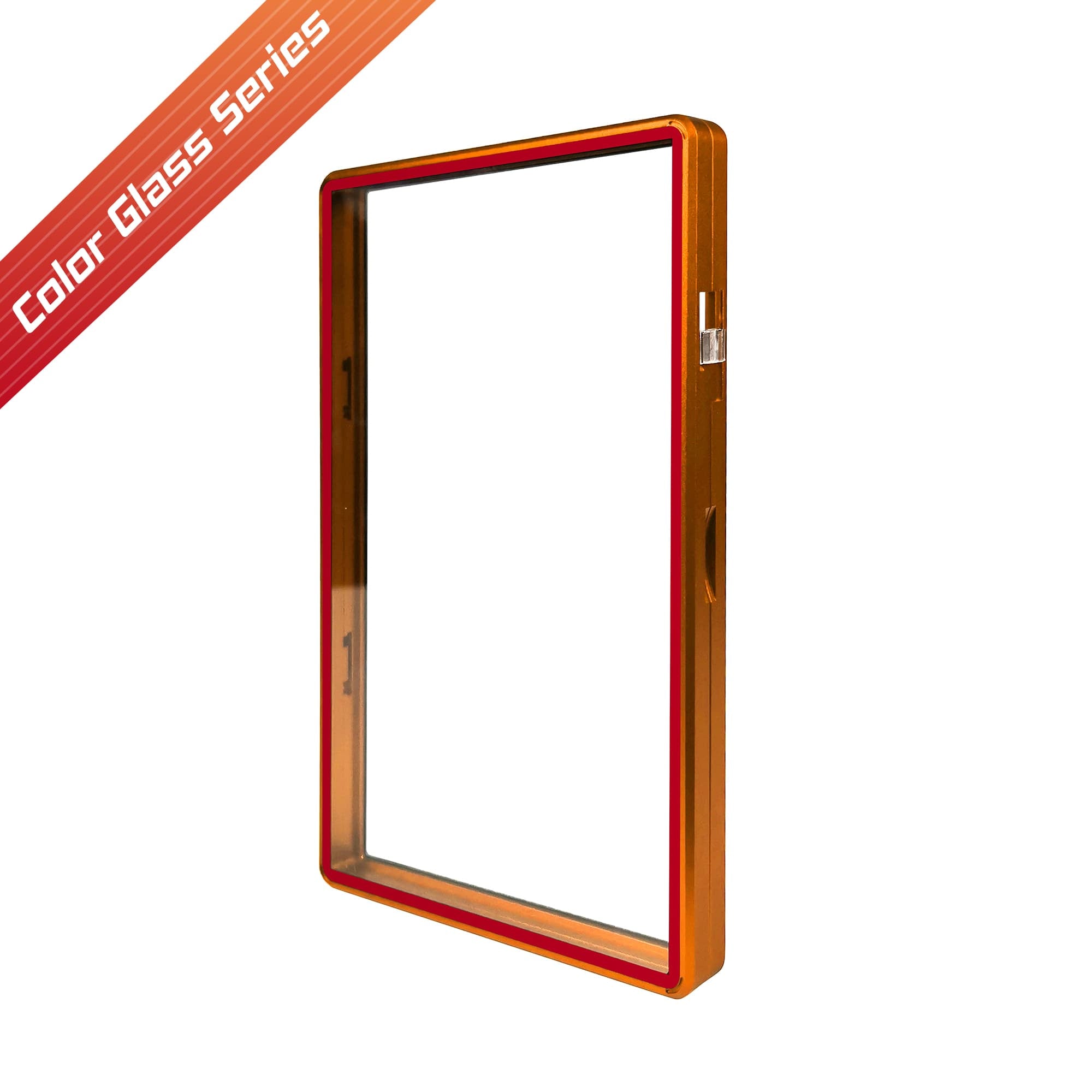 Color Glass Series Standard PSA Slabmags - Matte Orange With Red Glass Border