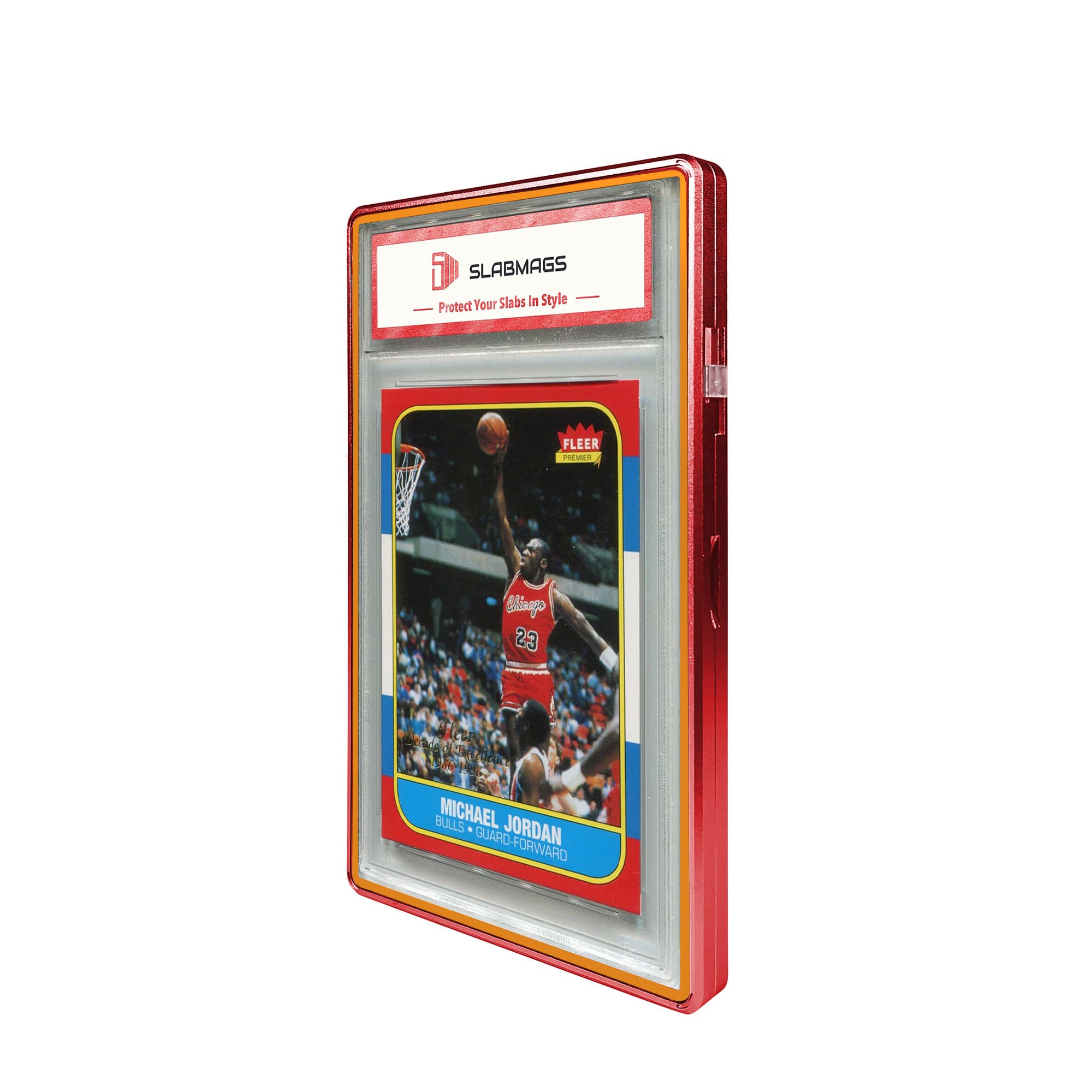 Color Glass Series Standard PSA Slabmags Case - Matte Red With Orange Glass Border