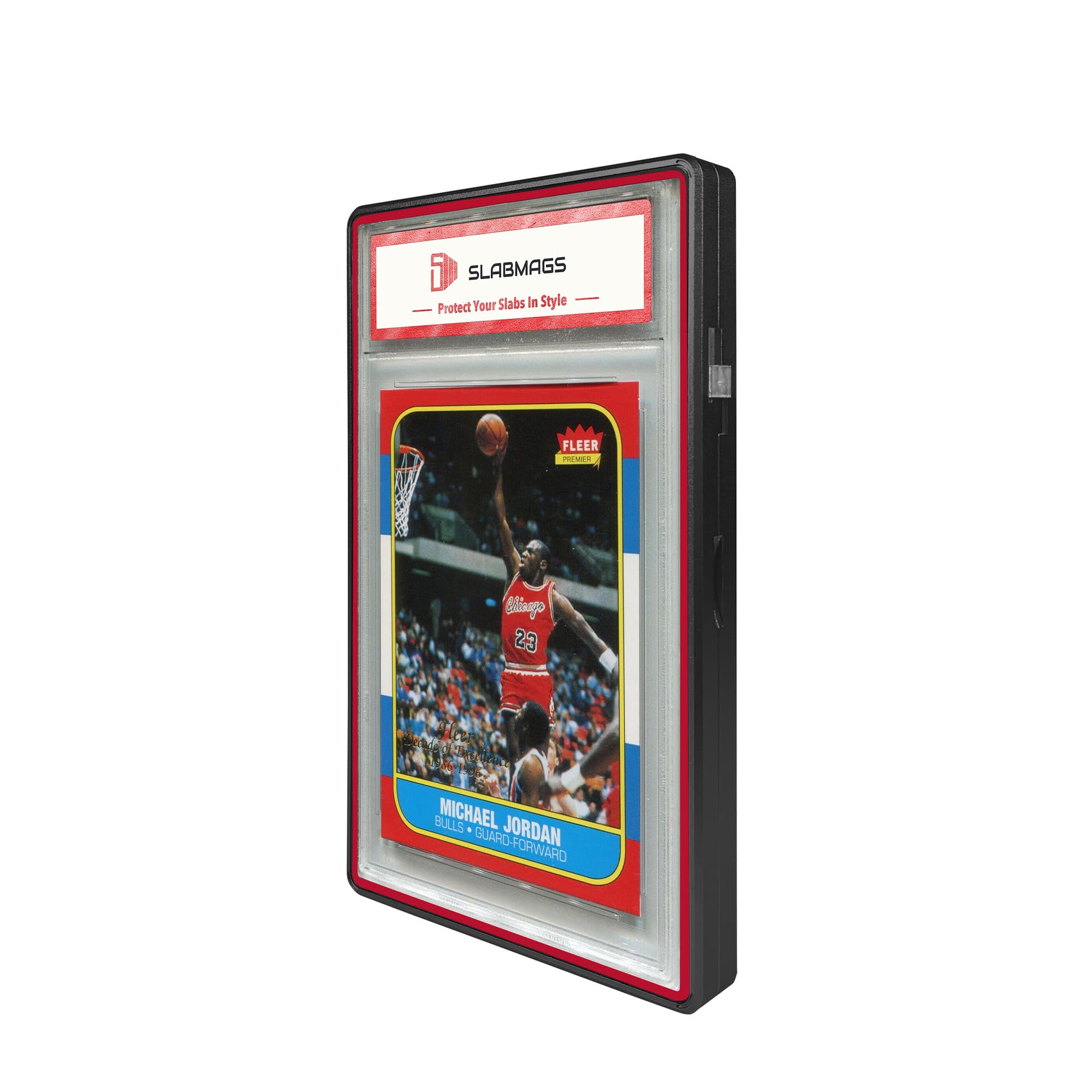 Thick PSA Slabmags Case - Matte Black With Red Glass Border