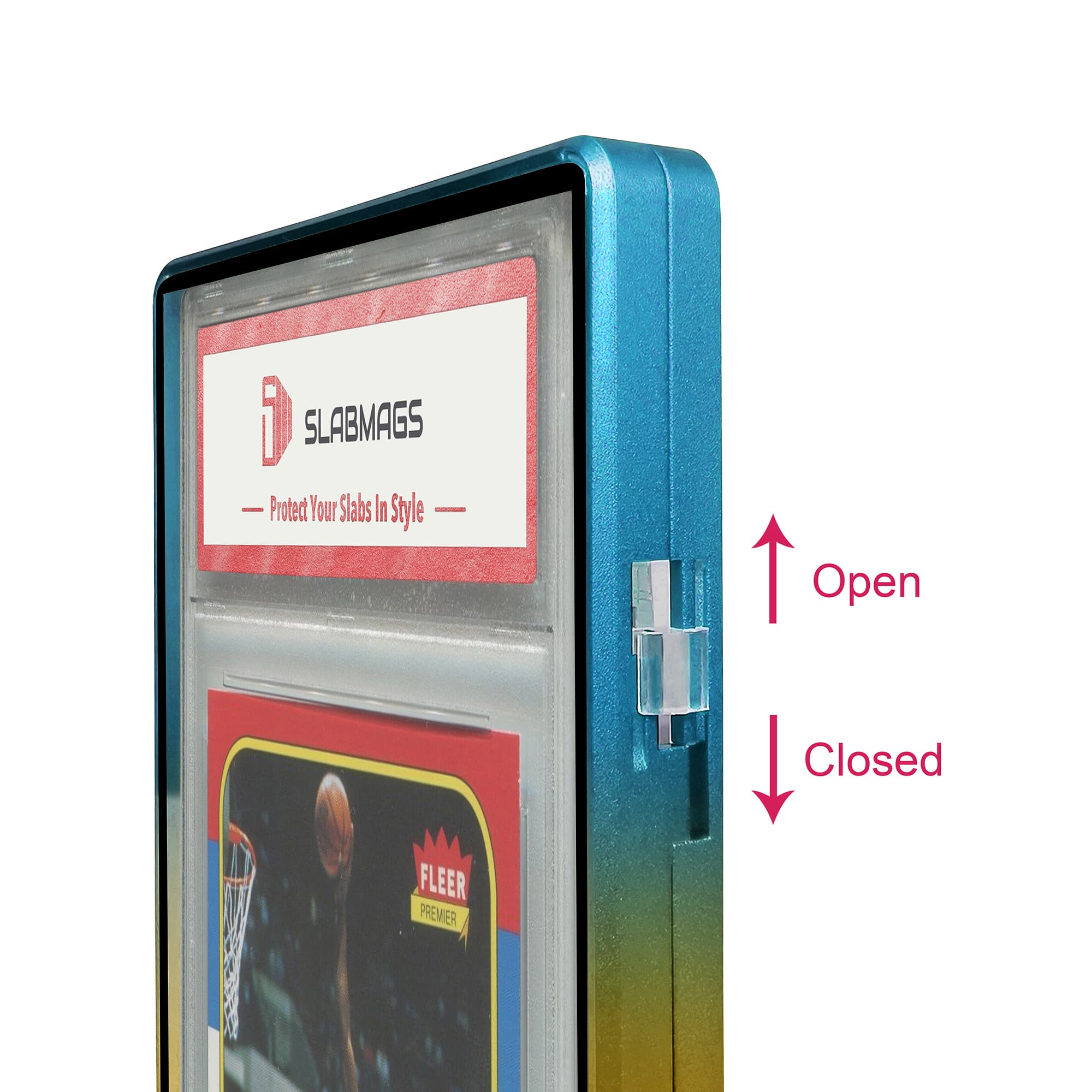 Gradient Series Standard PSA Slabmags Case - Top Aqua Blue, Bottom Yellow