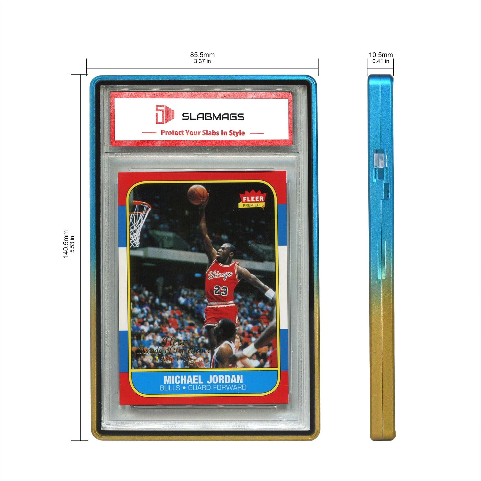 Gradient Series Standard PSA Slabmags Case - Top Aqua Blue, Bottom Yellow