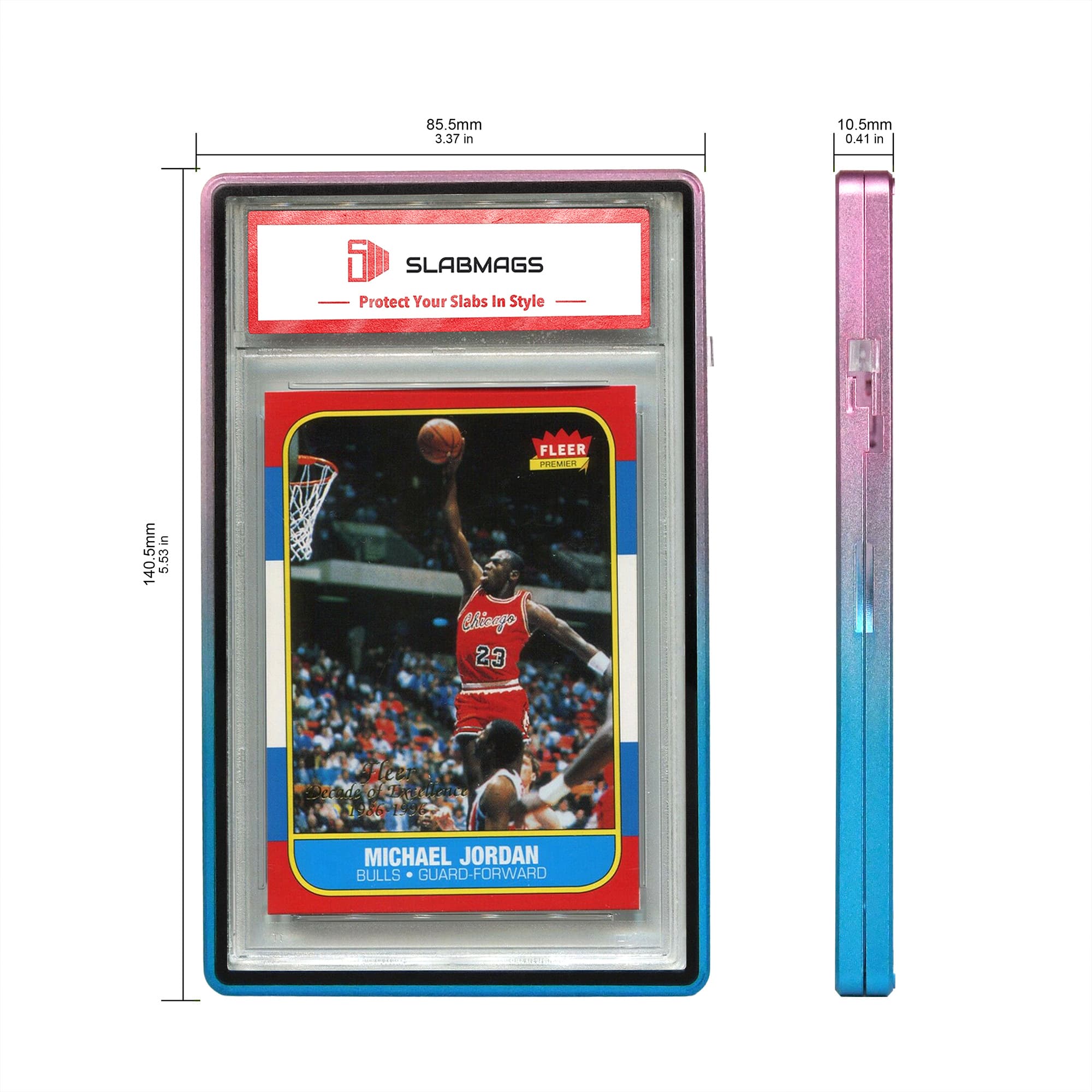 Gradient Series Standard PSA Slabmags Case - Top Pink, Bottom Aqua Blue