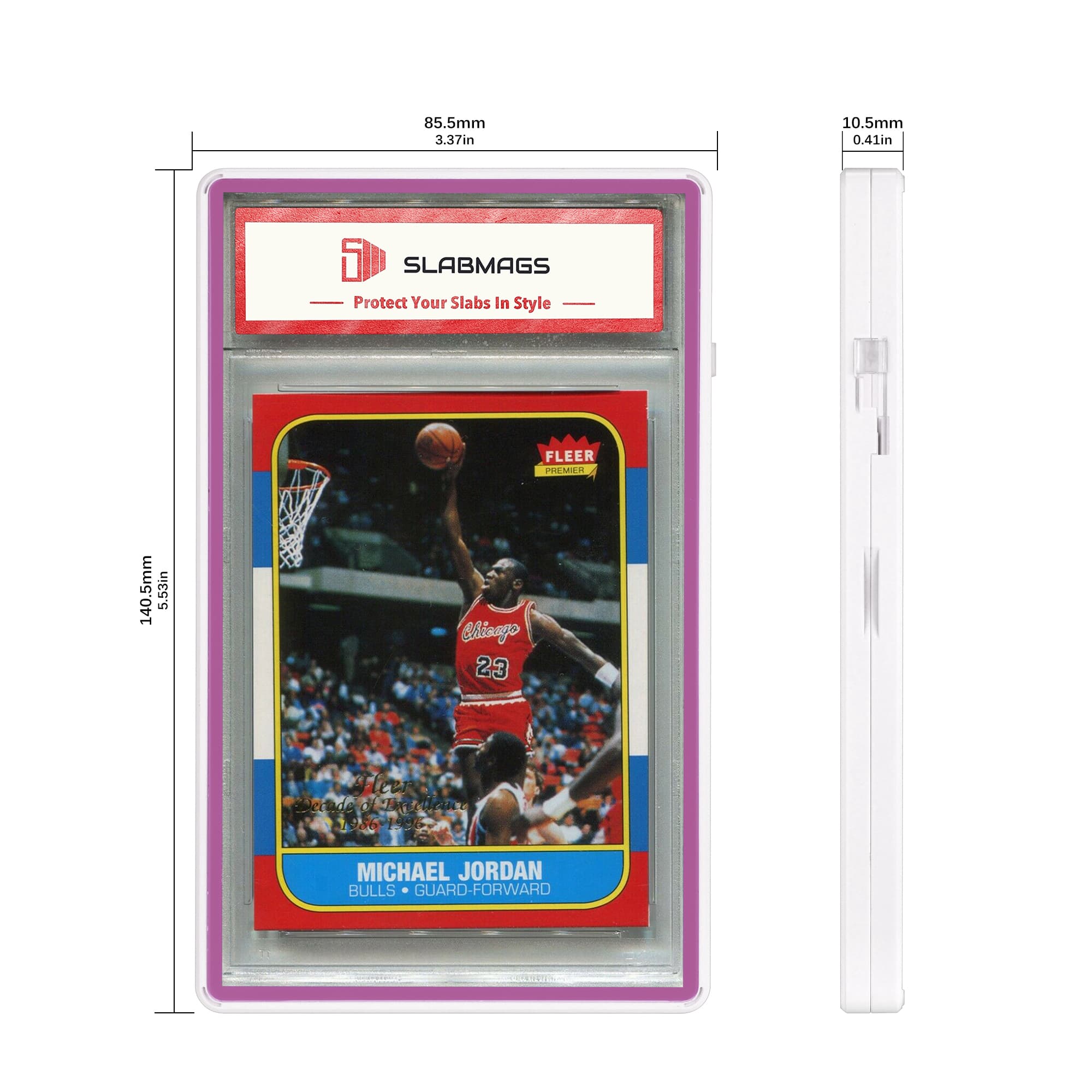 Color Glass Series Standard PSA Slabmags Case - Matte White With Pink Glass Border